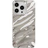 Caseative for iPhone 13 Pro Case, Silver | Water Ripple Pattern Curly Wave Shape Soft