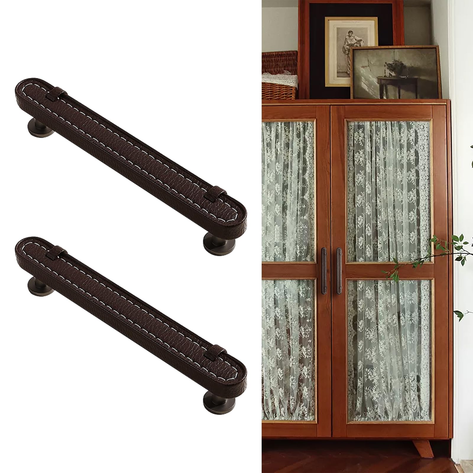 CcHhyyt 6 Pack Leather Cabinet Handle Pulls