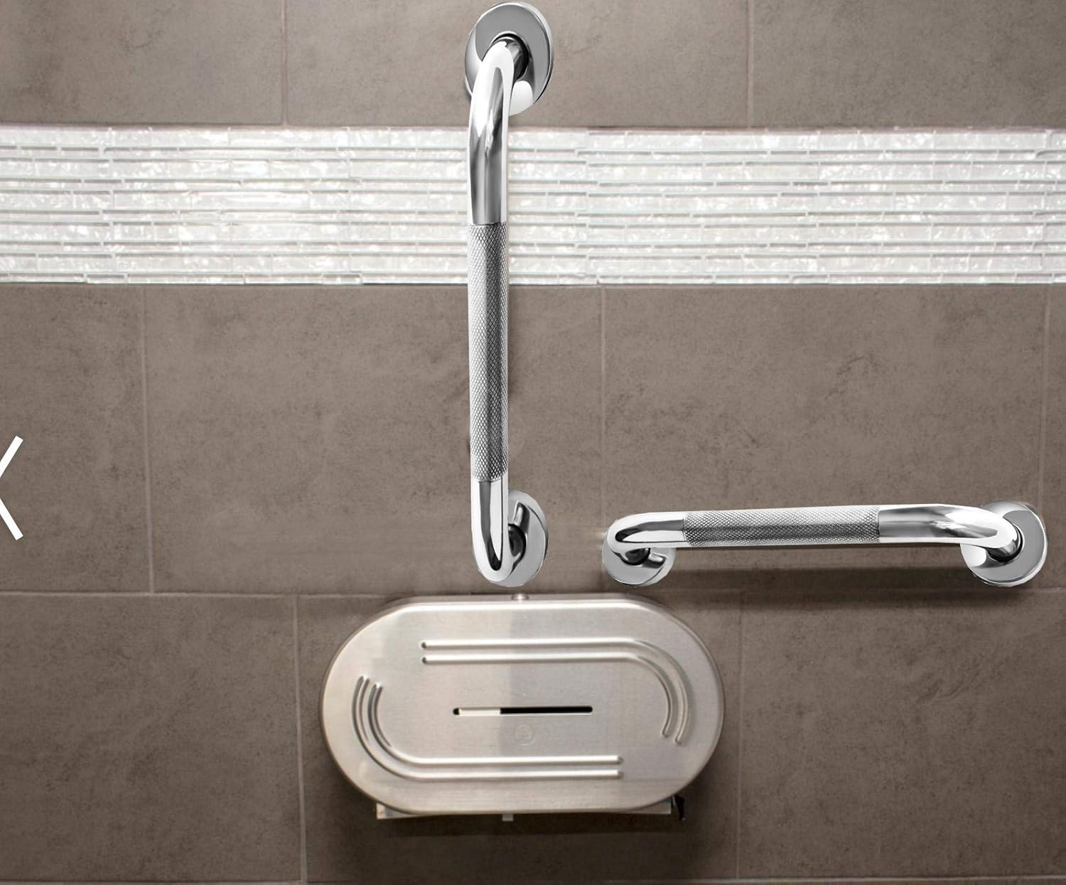 2 Pack 16 Inch Anti Slip Shower Grab Bar Handle, ZUEXT Chrome Stainless Steel Bathroom Grab Bar, Knurled Bathroom Balance Bar,Safety Hand Rail Support,Handicap Elderly Injury Senior Assist Bath Handle: Health & Personal Care