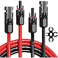 10AWG Solar Extension Cable 50Ft Red & Black, Both End with Universal Solar Connectors Plug & Play | Weatherproof PV Wire for RV, Boat, Off-Grid Systems​