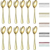 Evanda Gold Teaspoons 12 Pieces 14cm, Titanium Plating Stainless Steel Tea Spoon Coffee Spoons Dessert Spoons, Cutlery for Te