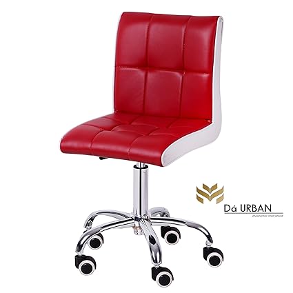 Da URBAN Height Adjustable RED & White Cadbury Cafeteria & BAR Wheels Stool/Chair (ISO and BIFMA Certified)