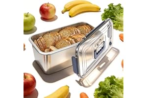 Bread Box Stainless Steel Sealed Storage Container with Handle 5600ml/197oz Metal Bread Containers for Time Recording Featuri