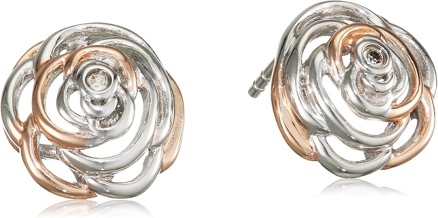 Hot Diamonds Eternal Rose Gold Accents and Sterling Silver Rose Stud