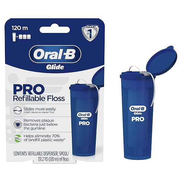 ORAL-B GLIDE PRO REFILLABLE DENTAL FLOSS STARTER KIT, 120M
