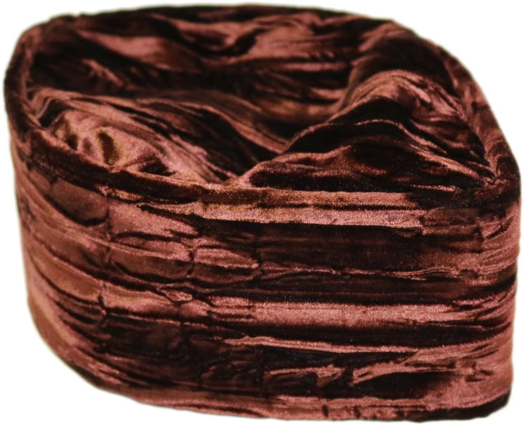 Oga Faaji African Native Hat Foldable Velvet Hat Brown Wave, Large: 24 1/4"