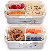 CottageHome 2 Pack Mini Snackle Box Container - 4 Compartment Divided Serving Tray with Lid for Meal Prep, Lunch, School - Dishwasher Safe, Reusable Travel Snack Box for Candy, Fruits, Snacks