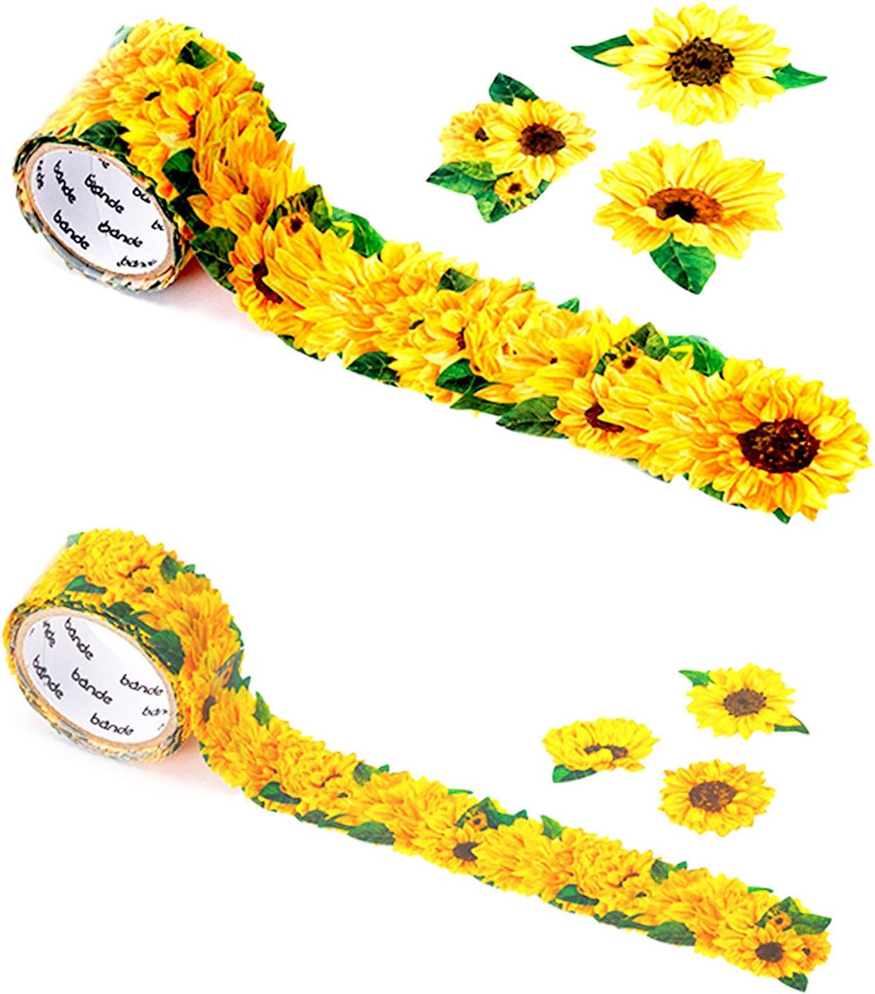 Bande Flowers Stickers Set of 1 Sunflower Stickers (BDA 233) and 1 Mini Sunflower Stickers (BDA 234) Tape, with a Message Card, 2 Sunflowers