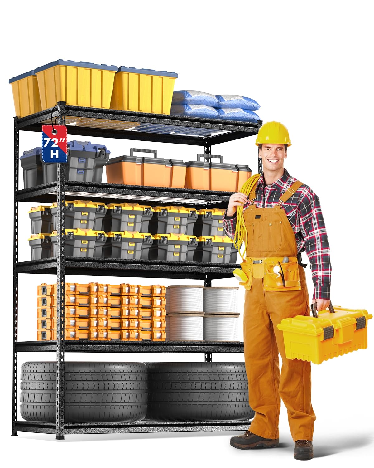 Photo 1 of (SHELF ONLY) WORKPRO 5-Layer Heavy Duty Metal Storage Rack, 48”W x 24”D x 72”H, Adjustable Shelving Unit with 4000 lbs Total Load Capacity, for Garage, Kitchen, Bathroom, Warehouse