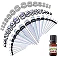 BodyJ4You 50PC Gauges Kit Ear Stretching Aftercare Jojoba Oil Wax 14G-12MM Tunnel Plug Taper Set