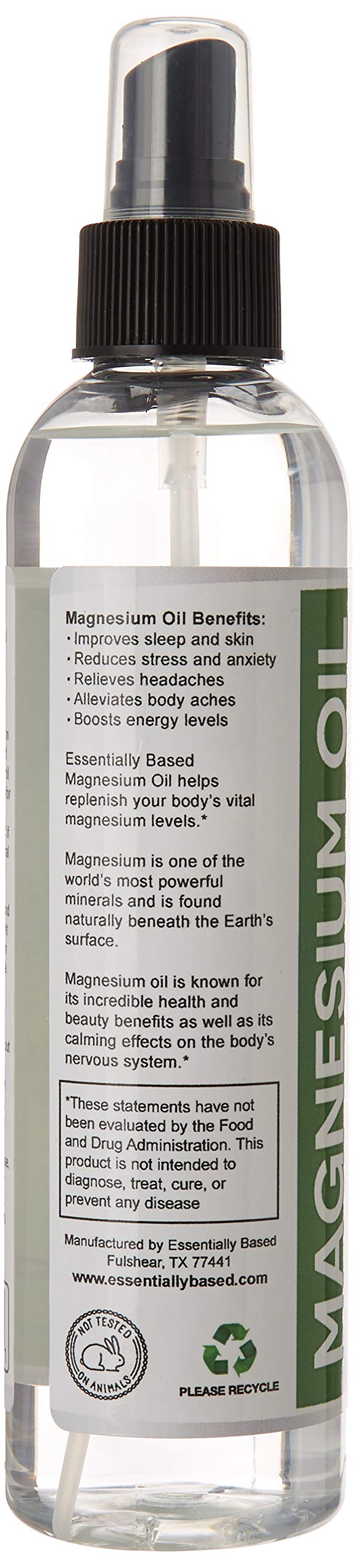 Magnesium Oil Spray LARGE 8oz Size EXTRA STRENGTH 100 Pure for Less Sting Less Itch