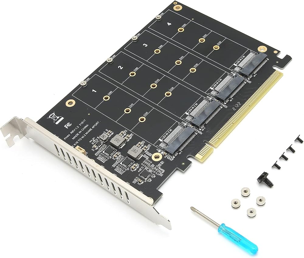 Annadue 4 Port M.2 NVMe SSD to PCIe X16 Expansion Card Adapter
