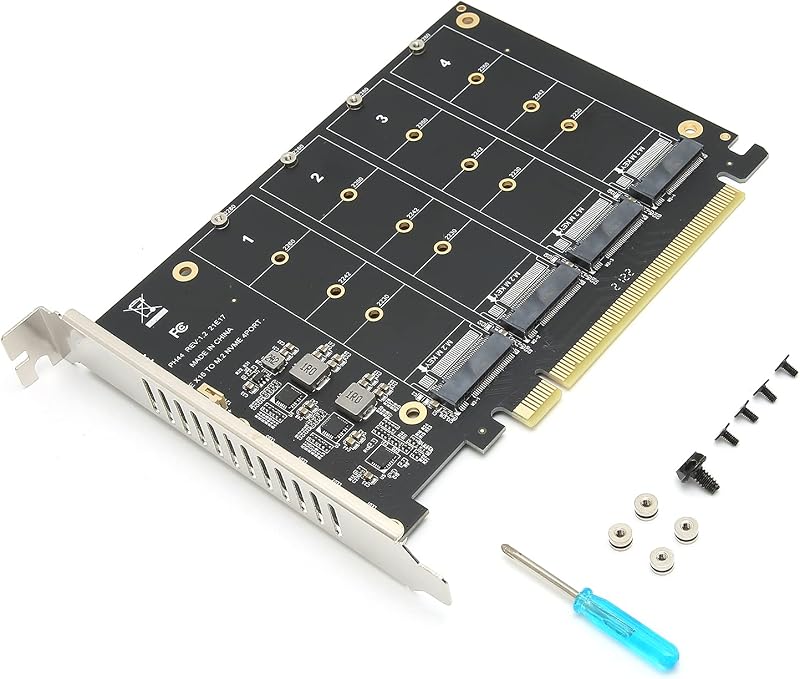 Annadue 4 Port M.2 NVMe SSD to PCIe X16 Expansion Card Adapter