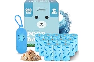 Joyeux 240 Count Ocean Scent Dog Poop Bags Rolls,with Dispenser,Leak-Proof Large Doggie,Extra Thick Poop Bag for Dogs,Cats Litter Bags,Blue Trash Bags for Doggy Pets Bolsa de Popo de Perro