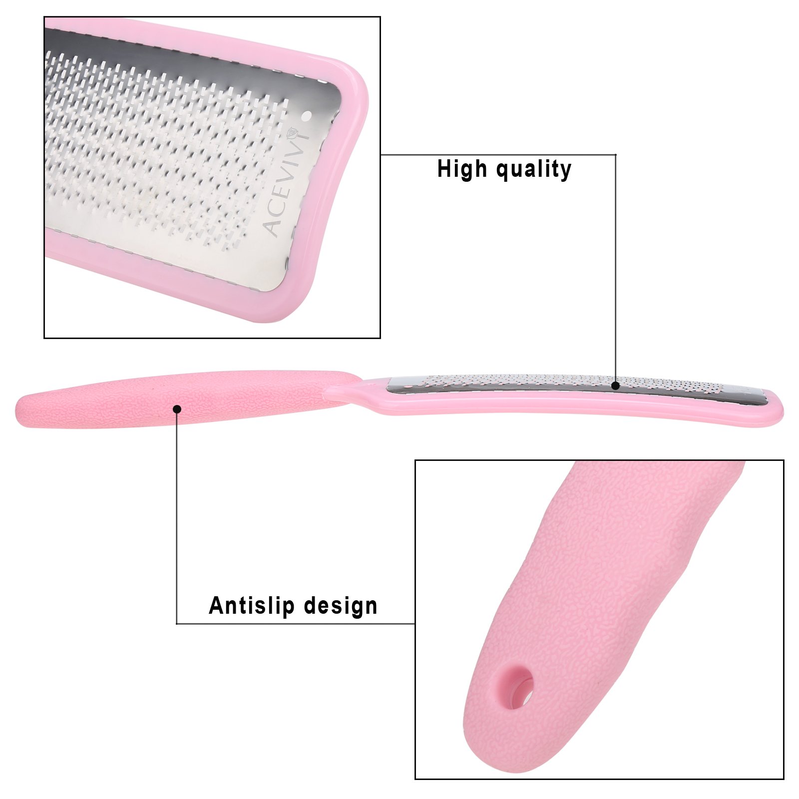 ACEVIVI Colossal Pedicure Foot Rasp Foot File and Callus Remover + Pedicure Nail File Gift, Pink