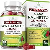 Vegan Saw Palmetto for Men & Women - Potent Saw Palmetto Extract, Prostate Supplements for Men, DHT Blocker for Womens Hair Growth, Hormonal Balance Gummies, PCOS Hair Loss, DHT Blocker, Gluten-Free