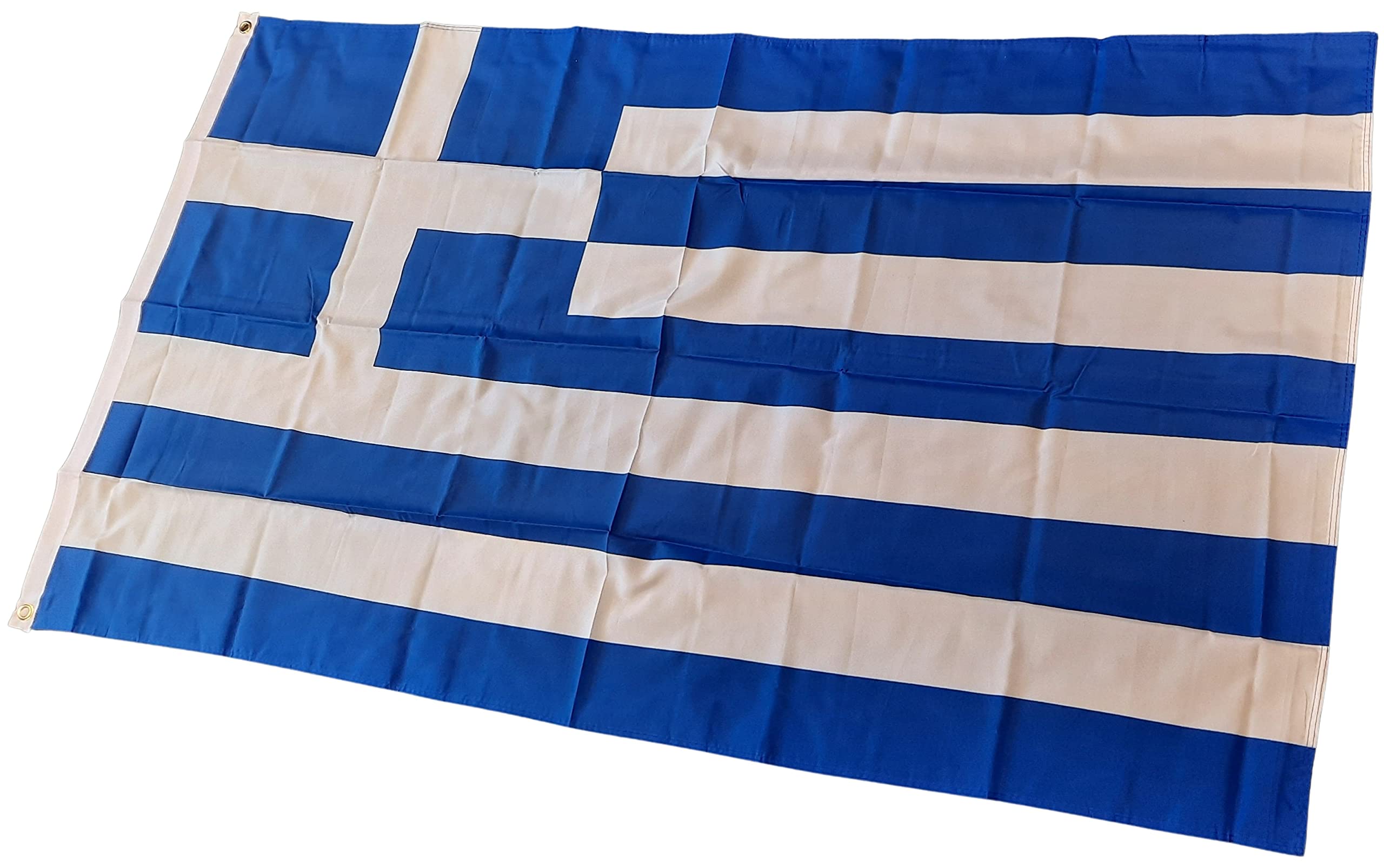 NWFlags Greece Flag 5ft x 3ft 75d Premium Polyester Suitable For Flagpoles | Strong Polyester 5x3 foot material large Greek flag with 2 metal Eyelets