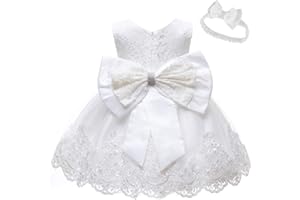 LZH Baby Girls Pageant Baptism Lace Dress Bowknot Flower Dresses Wedding Christening Tutu Gown