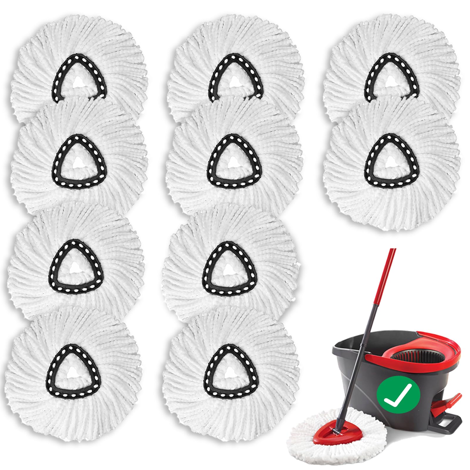 Photo 1 of 10 PCS Spin Mop Replacement Head,100% Microfiber Mop Heads Replacements with Cedar Mop Replace,360 Degree Round Refill Mop Head for Easy House Cleaning Floor Mopping,Make Cleaning Easier