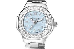 Avaner Men Women Finger Watches: Gold Silver Stainless Steel Band Mini Quartz Adjustable Ring Watch Watch for Men and Women