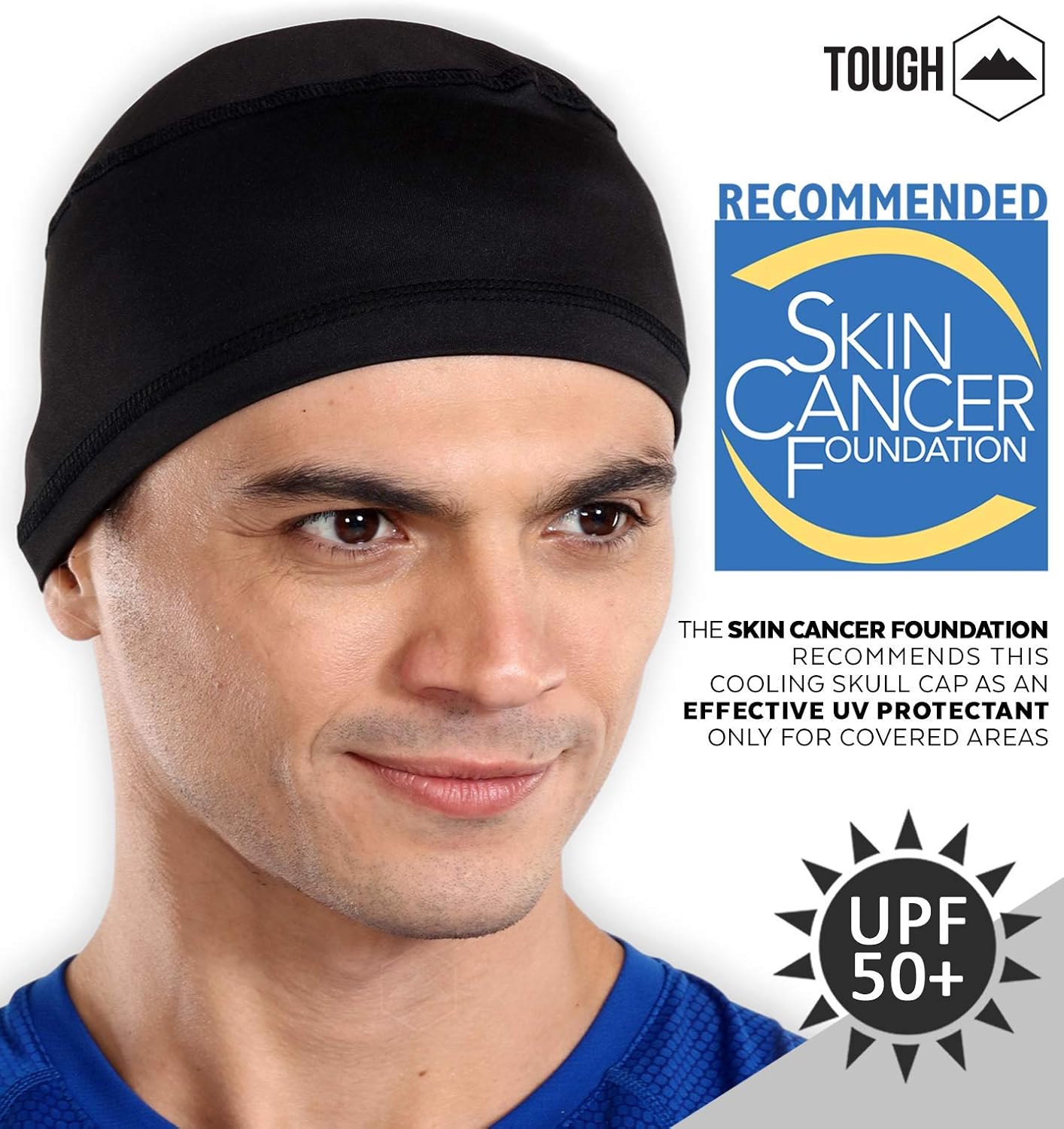 Cooling Skull Cap Helmet Liner for Men - Sweat Wicking Motorcycle & Football Under Hard Hat Liner - UPF 50 Sun Protection Running & Cycling Head Caps - Black : Clothing