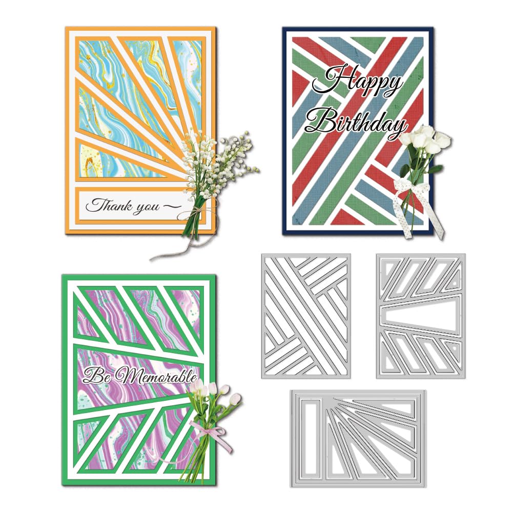 DELORIGIN Slash Frames Cutting Dies Card Making Die Borders Stencil Carbon Steel Die Cuts Card Scrapbooking Embossing Template Metal Dies for Cards Craft Paper Album Invitation Background Panels