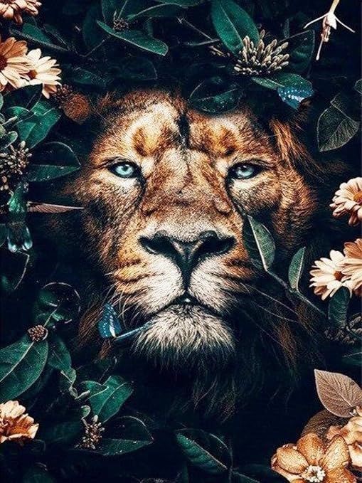 Amazon Com Paint By Numbers Jungle Lion Kit For Adults And Kids Diy Oil Painting On Canvas 16x20 Inch Without Frame