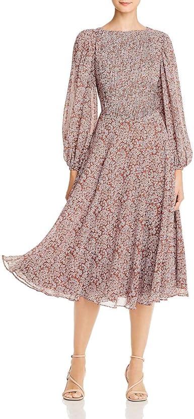 pleated floral midi dress