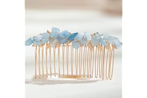 AW BRIDAL Blue Bridal Hair Comb Gold Leave Veil Comb Wedding Hair Piece for Bride Hair Accessories for Women Girls (Gold)