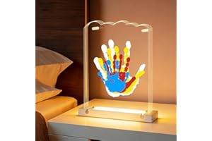 Bixinyo Family Handprint Kit with Light, Baby Hand and Footprint Kit, Family Gifts for New Parents, Christmas, Adoption, Baby Shower New Mom Gifts, Wooden Craft Keepsake (White)