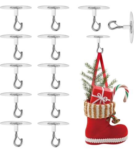 Sankoly 4-Pack Self-Adhesive Ceiling Hooks – Stainless Steel, Nail-Free, Holds Up To 5 Lbs – For Kitchen, Bath, Living Room, & Parties
