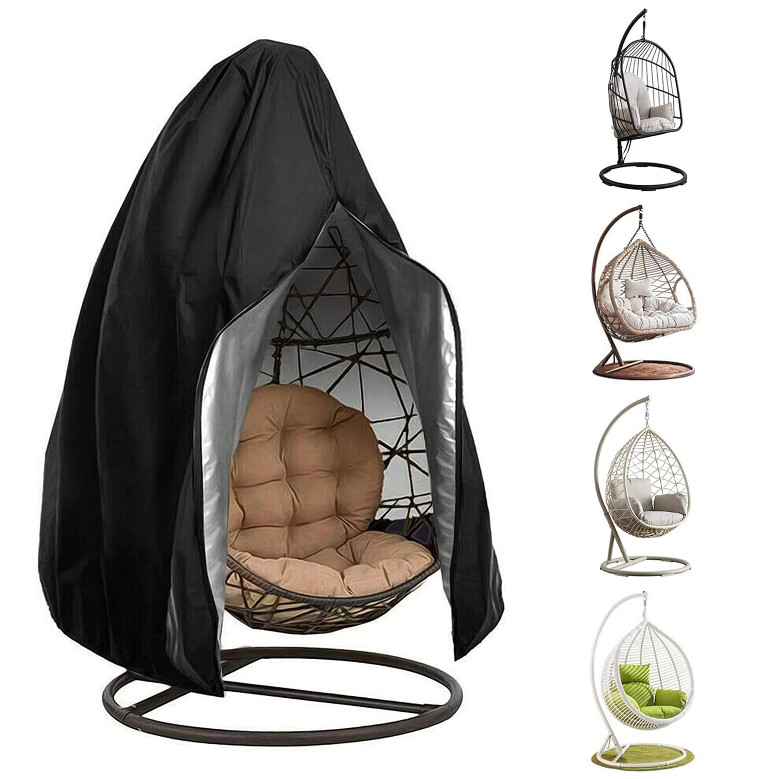 MetalNuts Waterproof-Hanging-Windproof Egg Chair Covers - Heavy Duty,with Zipper 210D Outdoor Swing Egg Chair Cover115x190cm