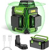 Huepar Laser Level 360 Self Leveling, Rechargeable Green Laser 3x360&deg; Cross Line Lazer Leveler 3D Level Laser Tool for Construction and Picture Hanging, Strong Magnetic Bracket&amp;Hard Carry Case -HM03CG