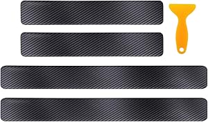 QUhang 4pcs Anti Scratch Stickers, Universal 4D Carbon Fiber Car Door Entry Guard Sill Scuff Plate Rear Bumper Protectors Front and Back