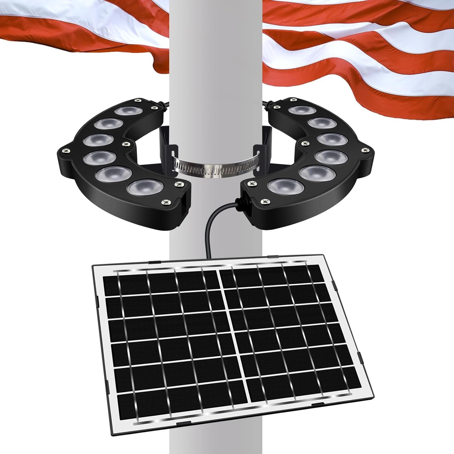 Photo 1 of Solar Flag Pole Lights Outdoor Waterproof LED 3800 Lumen Brightest Solar Powered Auto Dusk to Dawn for 12+ Hours Ring Flag Light