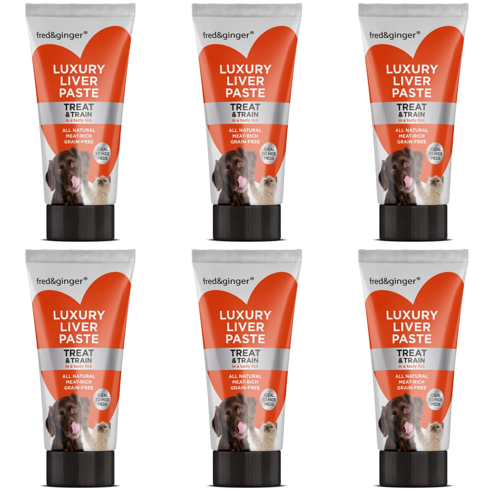 Liver Paste Tubes for Dogs and Cats 75g [Pack of 6] Grain Free, Hypoallergenic Luxury Liver Pate Ideal Training Aid, Medication Administering
