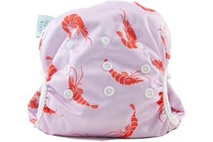 Bambio & Boo - Leak-Proof Reusable Swim Diapers, Easy-Wash Design & Fully Adjustable, 9-40 Months,19-40lbs, Soft & Breathable for Infants & Toddlers, Baby Pool & Beach Wear (Prawns & Co)