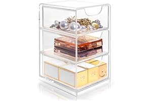 VOWCAROL Small Desk Organizer with Drawer, Desktop Organization for Office Supplies, Jewelry Storage Box