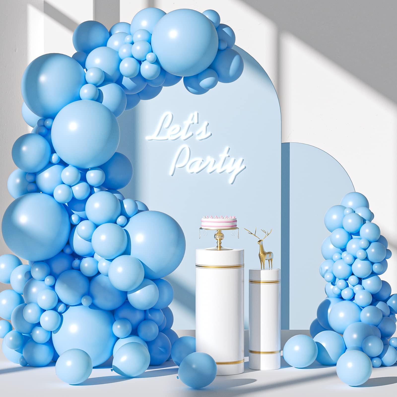 Photo 1 of *****MISSING PARTS**** FOTIOMRG Light Blue Balloon Garland Arch Kit, 18 12 10 5 inch Light Blue Latex Balloons Different Sizes Pack for Birthday Graduation Baby Shower Gender Reveal Party Wedding Decorations
