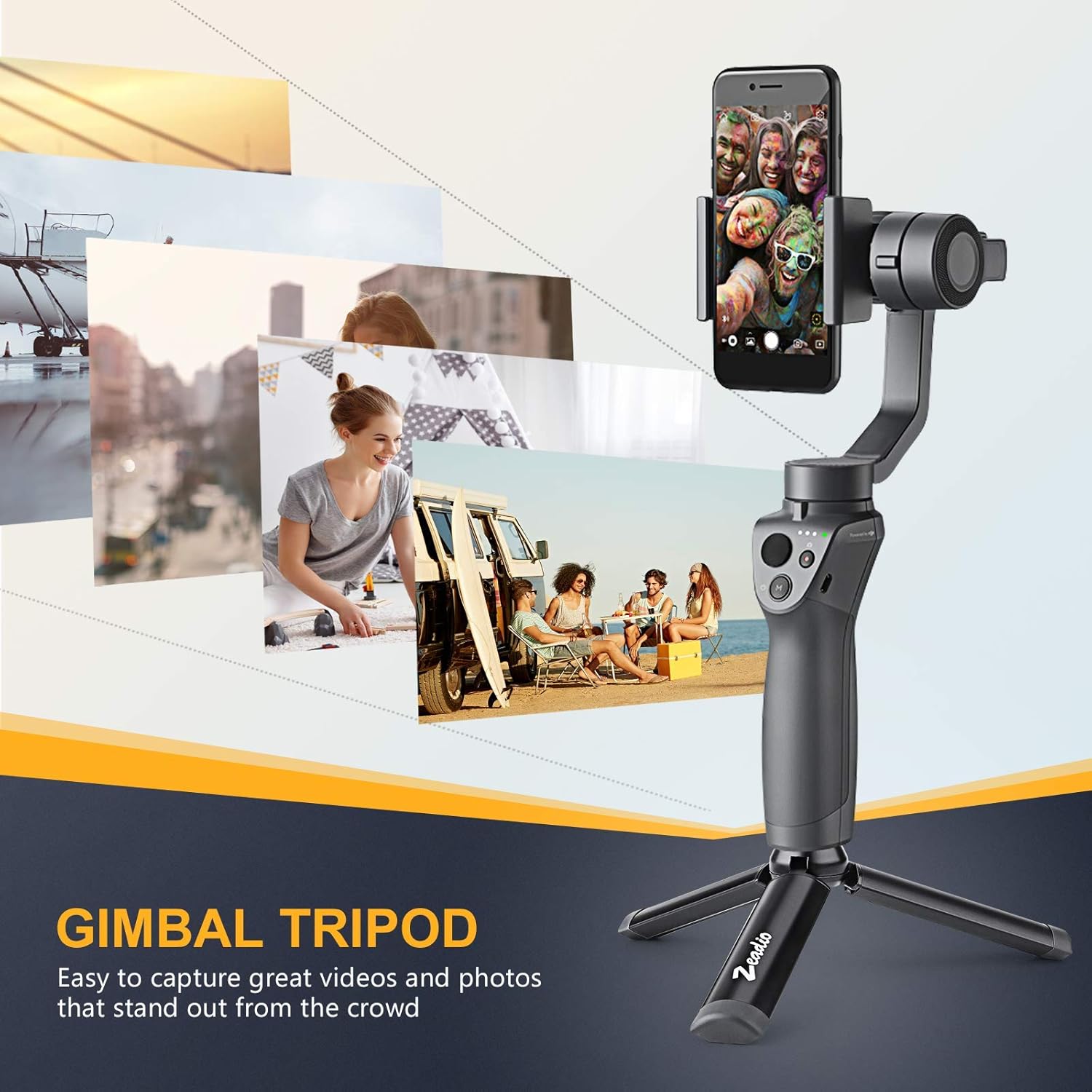 Zeadio Metal Mini Tripod, Desktop Tabletop Stand Compact Tripod for Smooth 4, Osmo Mobile, Vimble 2, Gimbal Handle Grip Stabilizer and All Cameras : Camera & Photo