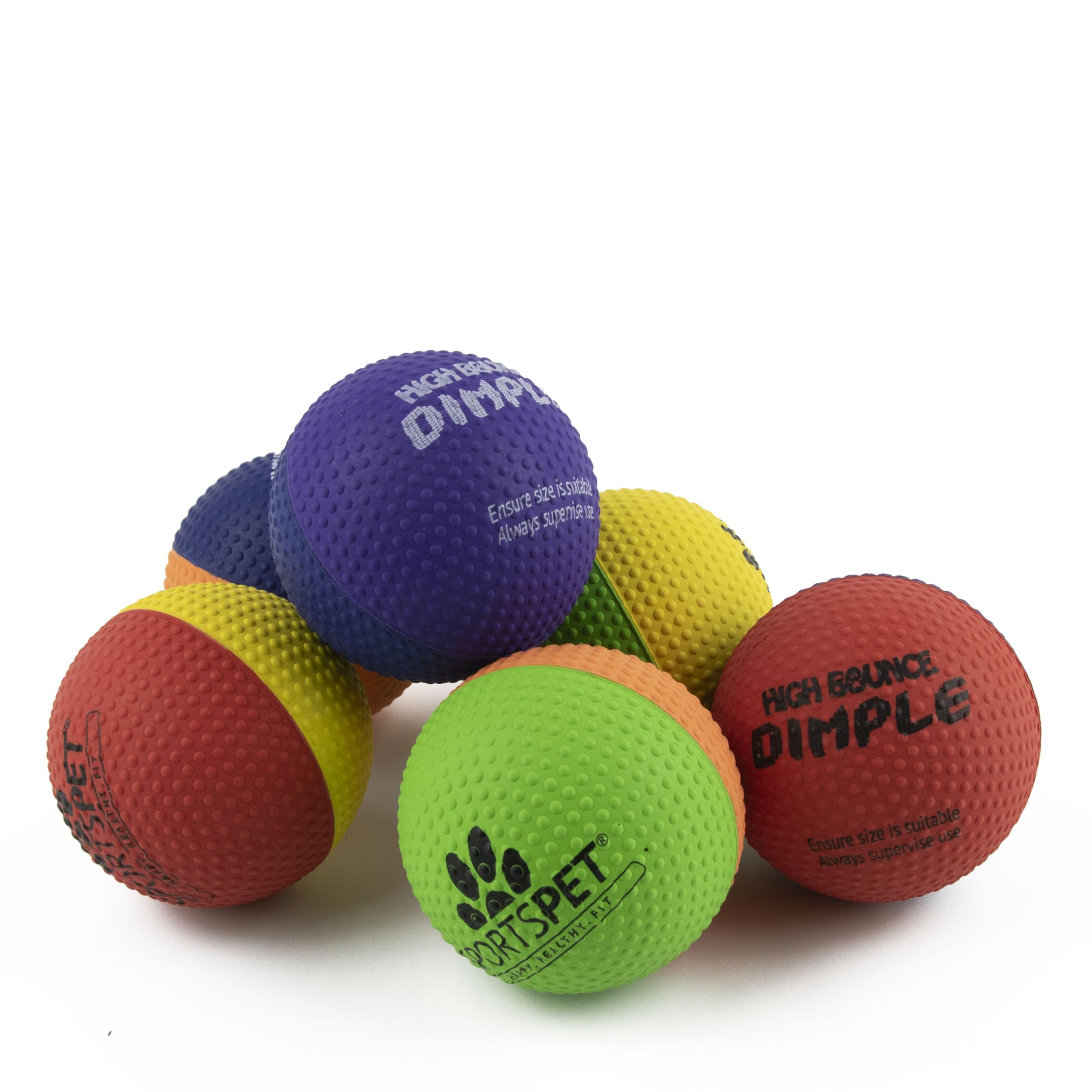 SPORTSPET High Bounce Natural Rubber Dog Balls (High Bounce Dimple 6 Pack) (61mm) — image 1