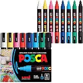 POSCA&reg; PC-5M Water-Based Acrylic Paint Markers, Medium Tip, 8 Count | Reversible Tip (1.8&ndash;2.5 mm), Opaque Paint Pens for Rock Painting, Wood, Glass, Crafts &amp; Art Projects