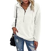PRETTYGARDEN Women's Casual Long Sleeve Lapel Zipper Sweatshirt Drawstring Loose Pullover Tops