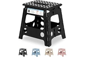 VECELO Folding Step Stool 13 Inch, Non-Slip Surface Portabl Foldable 1 Step Stool with Carry Handle, Heavy Duty to Support Kids/Toddler/Adults for Living Room Kitchen, Bathroom, Black