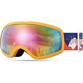 FEISEDY Kids Ski Goggles,Snowboard Goggles for Boys Girl Youth,OTG Anti Fog UV Protection Snow Goggles B0019