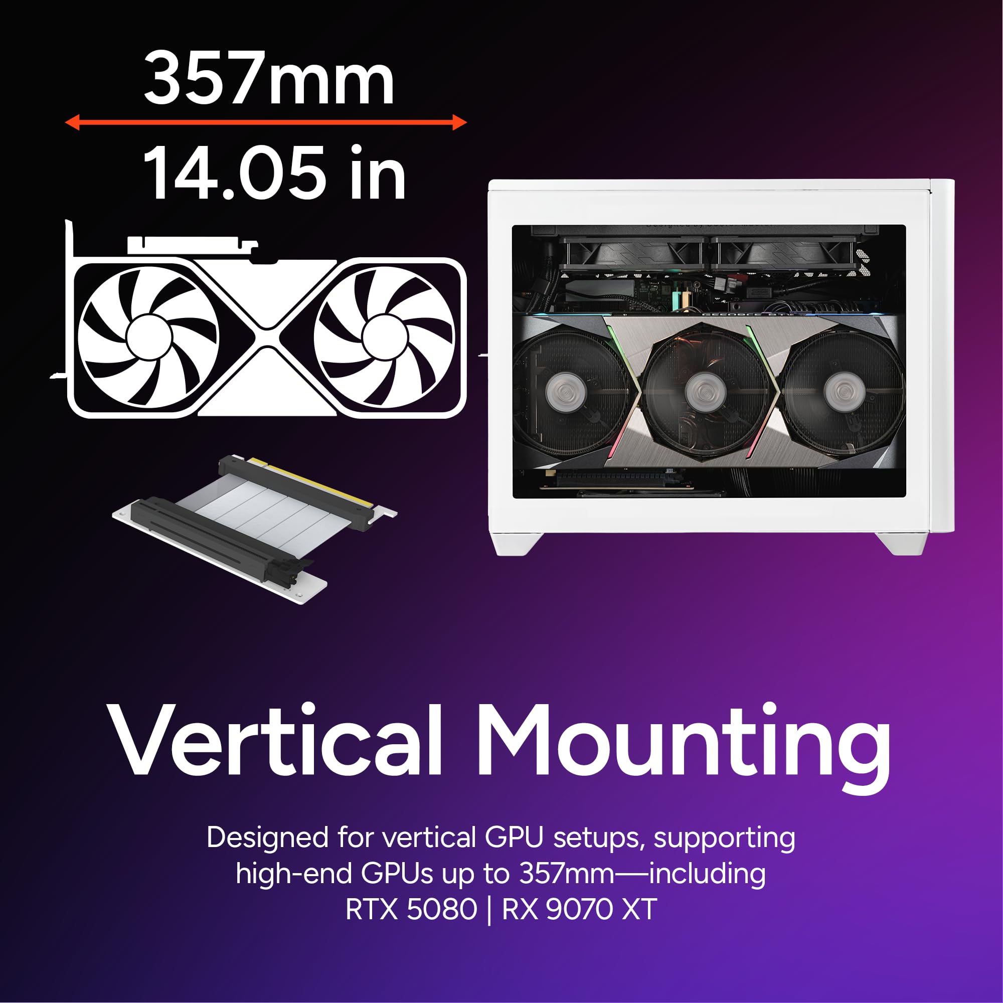 Cooler Master NR200P V2 White Mini-ITX PC Case Ready, SFX Fit PSU Ready to Install, 280mm AIO Support, 357mm Vertical GPU Mount, Designed Ready Nvidia RTX 5090 | AMD RX 9070 XT, Tempered Glass, DIY