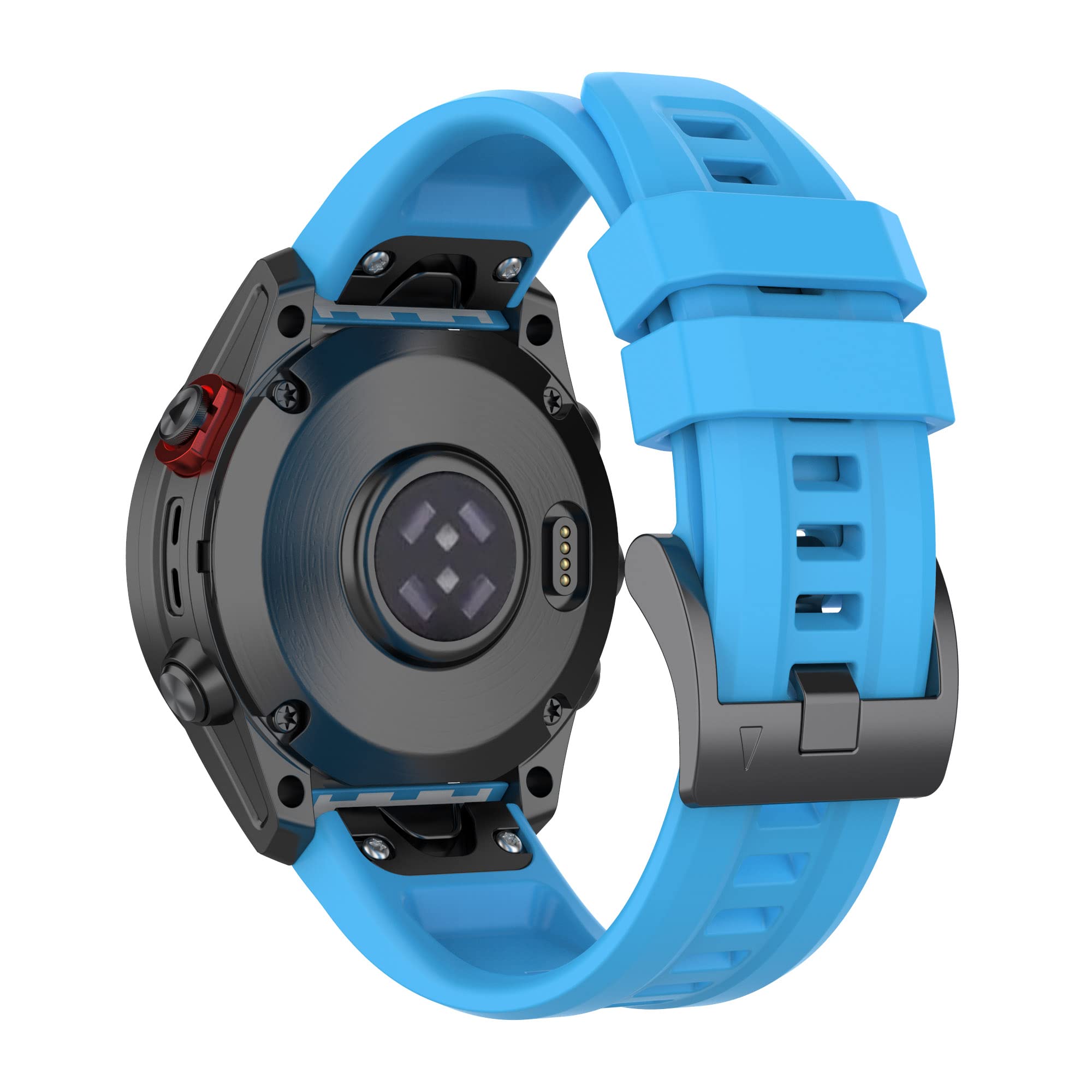 Wownadu 26mm Quick Release Watch Straps Compatible for Garmin Fenix 7X Strap, Fenix 6X / 5X GPS Band, Replacement Silicone Sport Wristband Sky Blue, (No Watch)