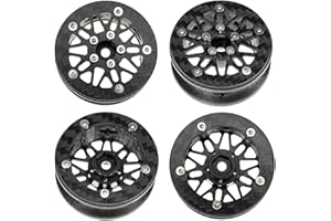 RampCrab 1.6" (40.6mm) Super Wheels, Carbon fibre Beadlock Wheel fit for SCX24 TRX4M FCX24 FCX24M CR18P 1/24 1/18 RC Crawlers Upgrade, Style B, Standard