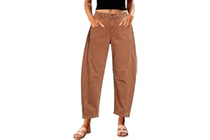 GRAPENT Barrel Jeans for Women Trendy High Waisted Wide Leg Baggy Cropped Relax Fit Stretch Denim Trouser Ankle Pants