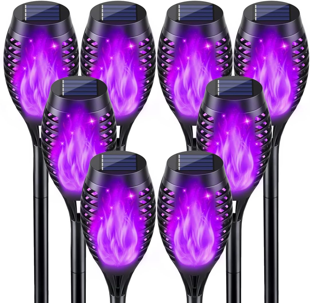 Lighting - Purple Halloween Outdoor Decorations, 8Pack Outdoor Halloween Lights for Halloween Decor, Solar Halloween Lights for Outside Halloween Decorations, Halloween Pathway Lights Solar Powered for Yard Art